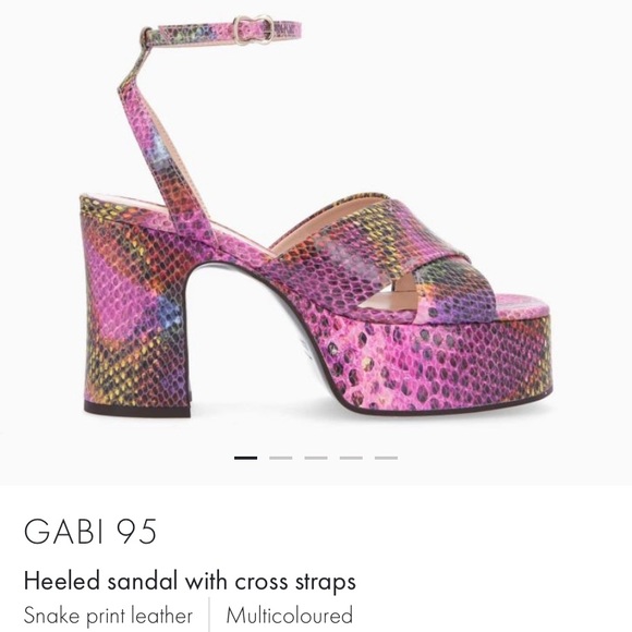NWT FREE LANCE Freelance Gabi 95 Heeled sandal cross straps Snake print leather - Picture 2 of 12